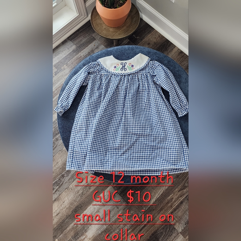 Blue plaid dress 12 month